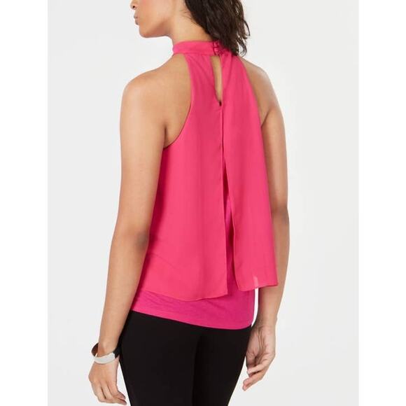 Bar III Fuscia Chocker Neck Keyhole Vented Blouse - S - Picture 5 of 5